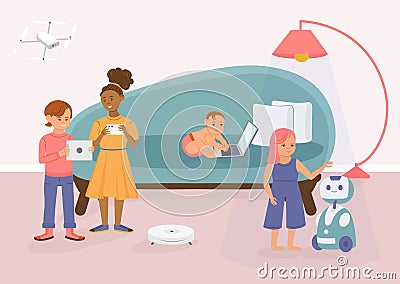 Modern Children Generations Composition Vector Illustration