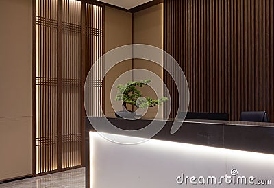 Modern Chinese style office, Reception desk Stock Photo