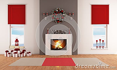 Modern Christmas living room Stock Photo