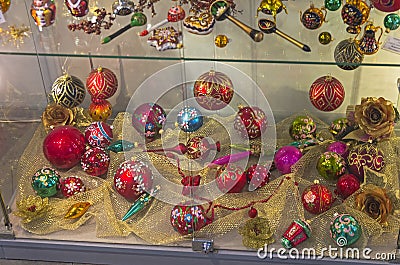 Modern Christmas tree decorations. Editorial Stock Photo