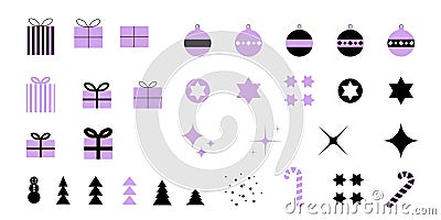 Modern Christmas vector design element set Vector Illustration