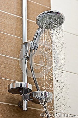 Modern chrome shower head Stock Photo