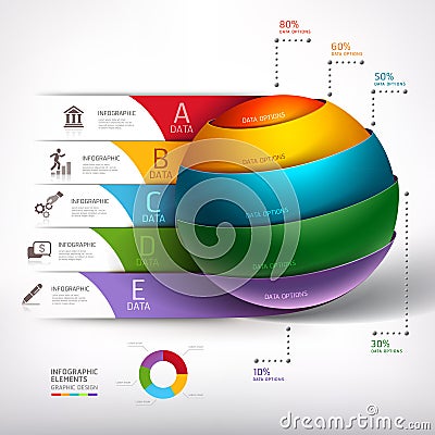 Modern circle ball 3d staircase diagram business. Vector Illustration