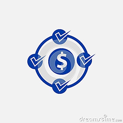 modern circle check dollar logo icon Vector Illustration