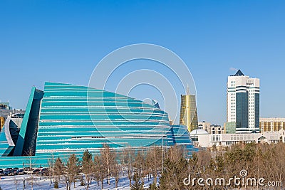 Modern city of Astana. Beautiful towers, glass skyscrapers and architecture of future in urban life Editorial Stock Photo