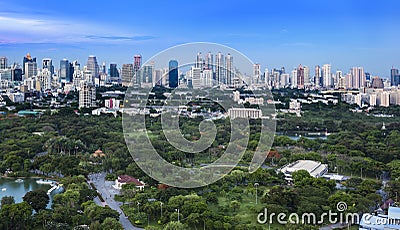 Modern city in a green environment,Suan Lum,Bangkok,Thailand. Stock Photo