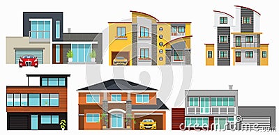 Modern city houses Vector Illustration