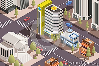 Modern City Isometric Illustration Vector Illustration