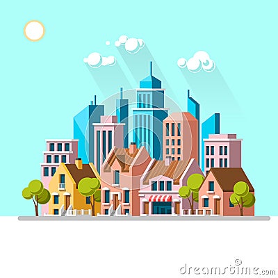 Modern city landscape. Vector Illustration