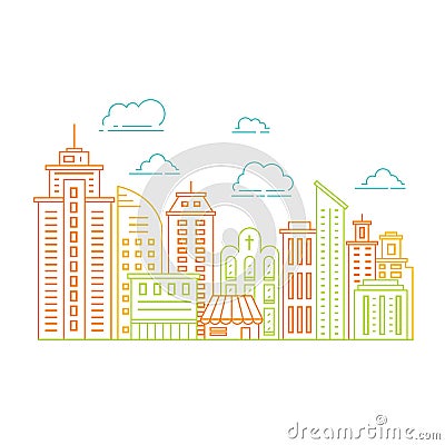Modern city line Vector Illustration
