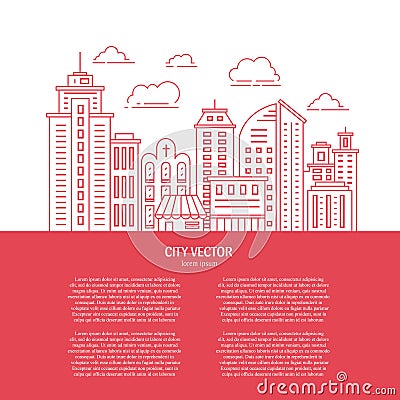 Modern city line Vector Illustration