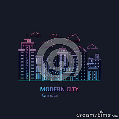 Modern city line Vector Illustration