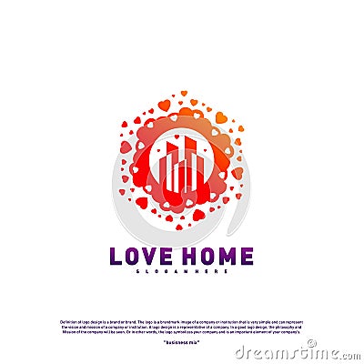 Modern City Love Logo Design Concept. Business Love Building Logo Vector Template Vector Illustration