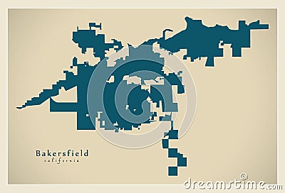 Modern City Map - Bakersfield California city of the USA Vector Illustration