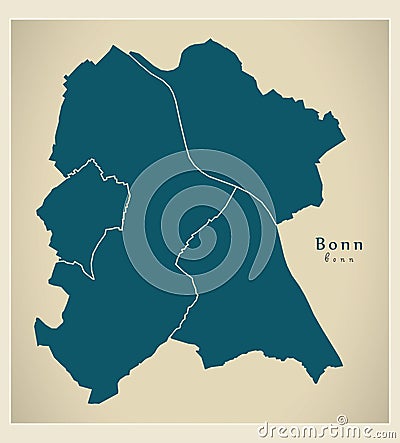 Modern City Map - Bonn city of Germany with boroughs DE Vector Illustration