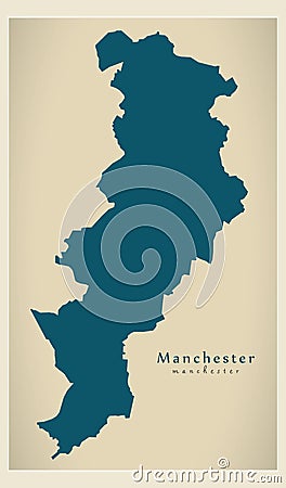 Modern City Map - Manchester city of England UK Vector Illustration