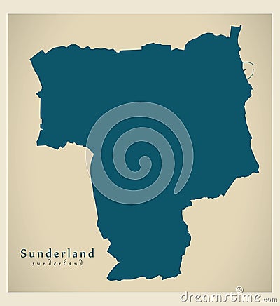 Modern City Map - Sunderland city of England UK Vector Illustration