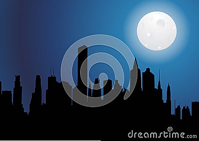 Modern city at night Vector Illustration