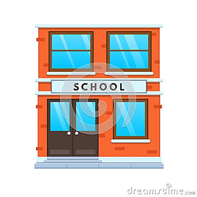 Modern city school building facade. City school building. Education, learning. Vector Illustration