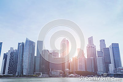 Modern city skyline, beautiful abstract cityscape with skyscrapers, business buildings Editorial Stock Photo