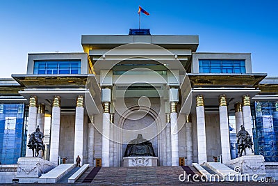 Modern City of Ulaanbaatar, Mongolia. Genghis Khan Stock Photo