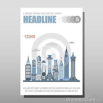 Modern city vector template layout size A4 Vector Illustration