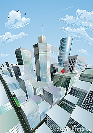 Modern cityscape of city centre financial district Vector Illustration