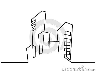 Modern cityscape logo. Continuous one line vector drawing Vector Illustration