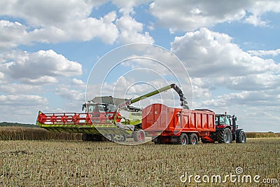 Modern claas combine harvester cutting crops Editorial Stock Photo