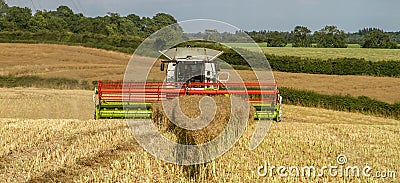 Modern claas combine harvester header cutting crops Editorial Stock Photo