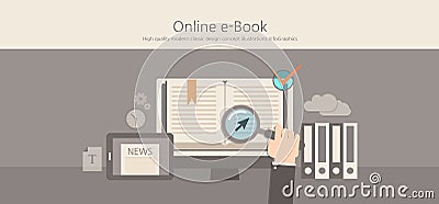 Modern and classic design online e-book concept. Vector Illustration