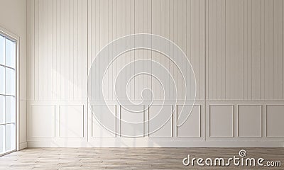 Modern classical pattern wall decorate and woodern floor. Stock Photo
