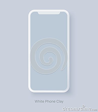 Modern clay smartphone mockup. Blank screen isolated device on gray background. Mock up to showcasing mobile applications. Stock Photo