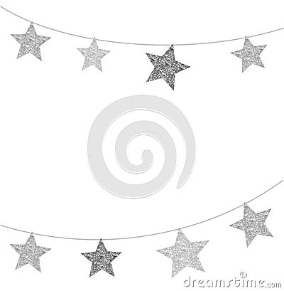 Modern, clean background with black and silver star garlands Vector Illustration