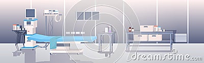 Modern clinic intensive therapy room empty no people hospital ward interior horizontal Vector Illustration