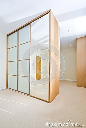 Modern cloakroom with large wardrobes Stock Photo