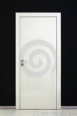 Modern closed white door Stock Photo