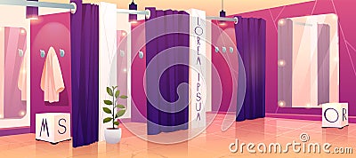 Clothing shop fitting rooms cartoon vector Vector Illustration