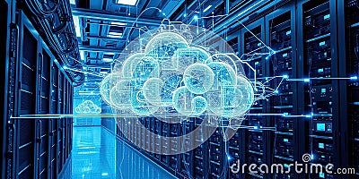Modern Cloud Network Server Infrastructure Efficient Data Transmission and Scalable Computing Solutions for Global Stock Photo