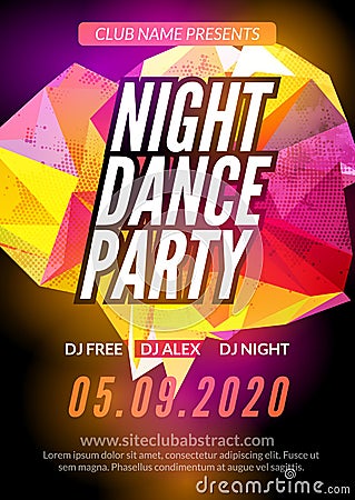 Modern Club Music Party Template, Night Dance Party Flyer, brochure. Night Party Club sound Banner Poster Vector Illustration
