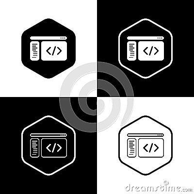 Coding bracket and polygon icon Vector Illustration