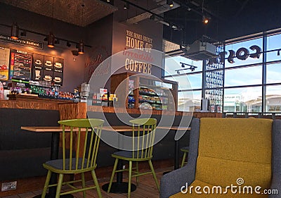 Modern coffee house or cafe. Costa. Editorial Stock Photo