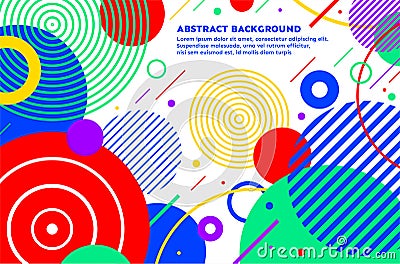 Modern colorful abstract circle memphis background. Technology round line design Vector Illustration