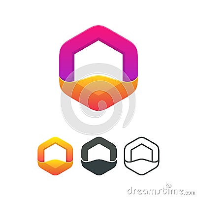 Polygon modern colorful abstract vector logo element Vector Illustration