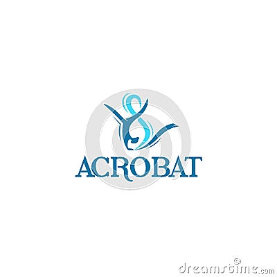 Modern colorful ACROBAT human dance logo design Vector Illustration