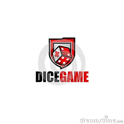 Modern Colorful DICE GAME Shield Plus logo design Vector Illustration