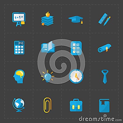 Modern colorful flat social icons set Vector Illustration