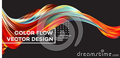 Modern colorful flow poster. Wave Liquid shape in black color background. Art design for your design project. Vector Vector Illustration