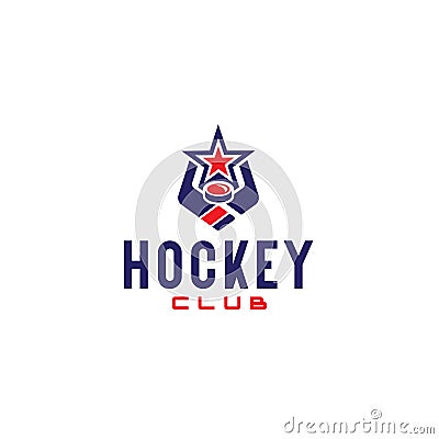 Modern colorful HOCKEY CLUB playing logo design Vector Illustration