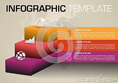 Modern colorful infographics options template vector with 3D stairs in red color Stock Photo